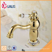 European deck mount single lever basin bathroom solid gold faucet